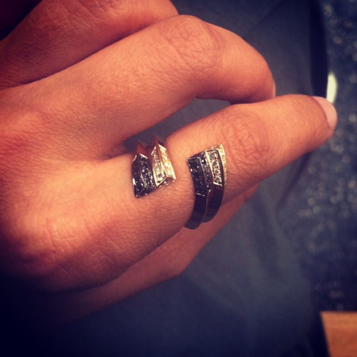 Selin Kent 14K Eva Ring with Black Diamonds - On Model