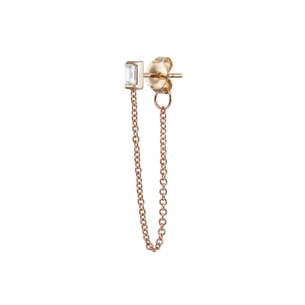 Selin Kent 14K Gaia Stud Chain with White Diamond Baguette