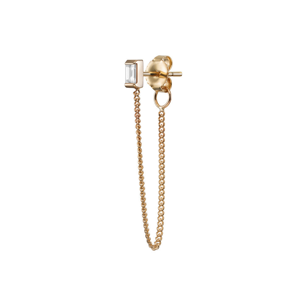 Selin Kent 14K Gaia Stud Chain with White Diamond Baguette