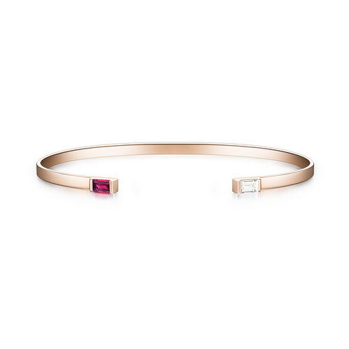 Selin Kent 14K Gaia Cuff with Ruby and White Diamond Baguettes