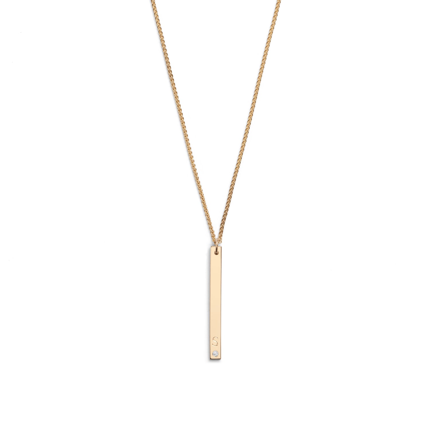 Selin Kent 14K Gaia Vertical Necklace with One White Diamond