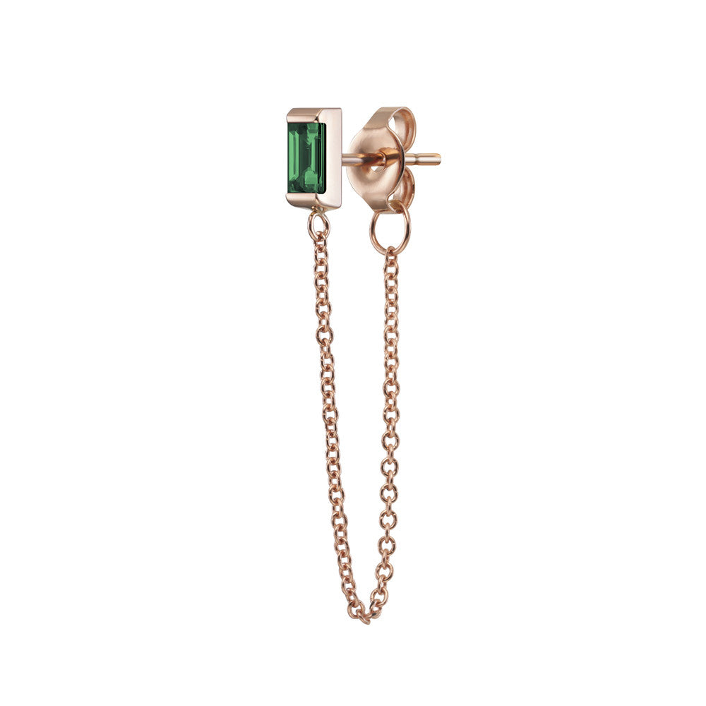 Selin Kent 14K Galana Chain Stud with Emerald Baguette