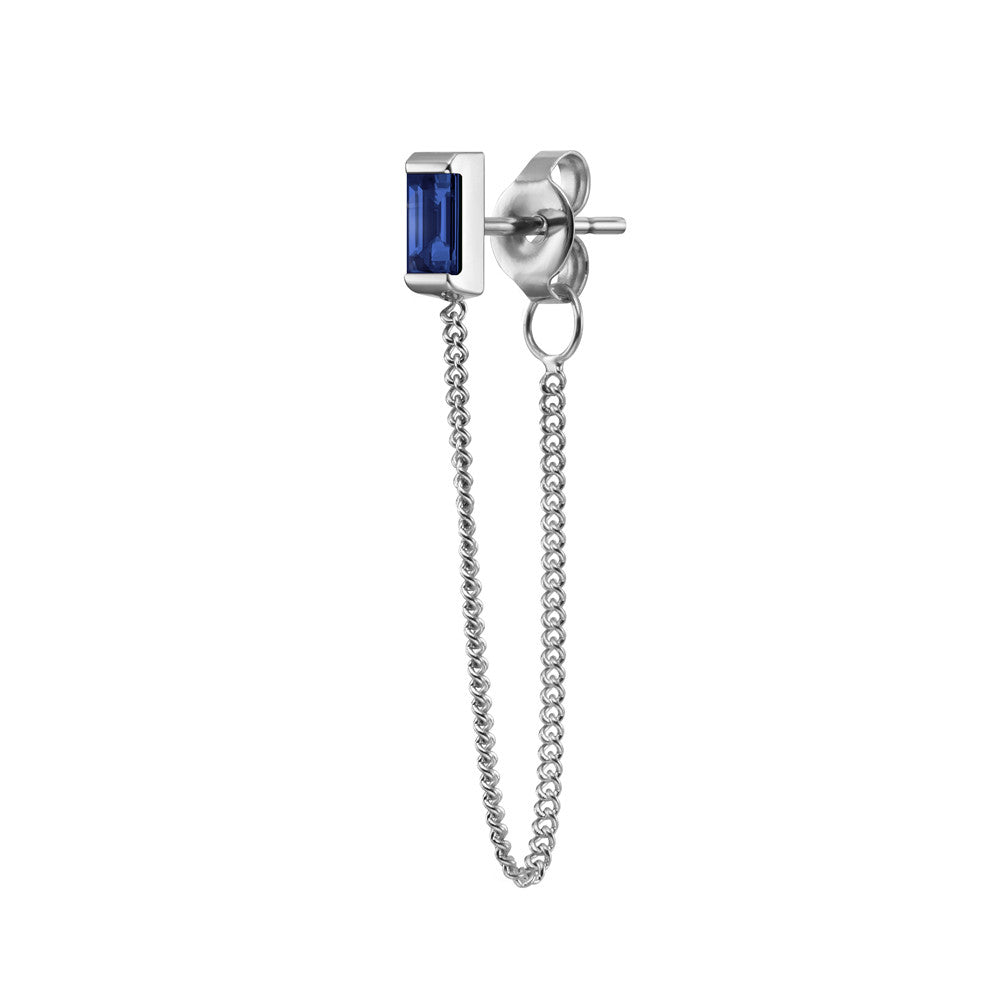 Selin Kent 14K Galana Chain Stud with Sapphire Baguette
