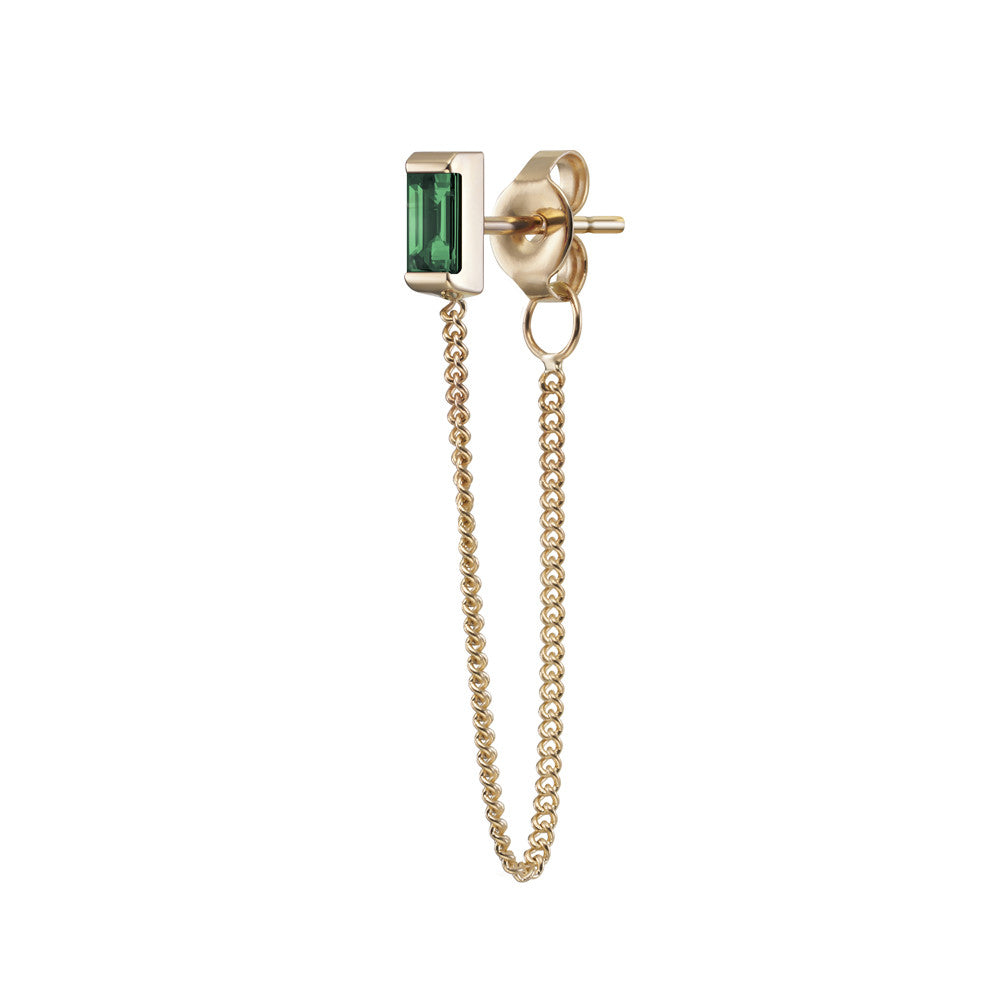 Selin Kent 14K Galana Chain Stud with Emerald Baguette