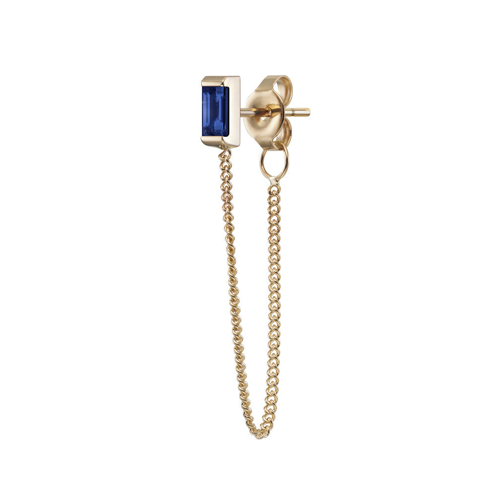 Selin Kent 14K Galana Chain Stud with Sapphire Baguette