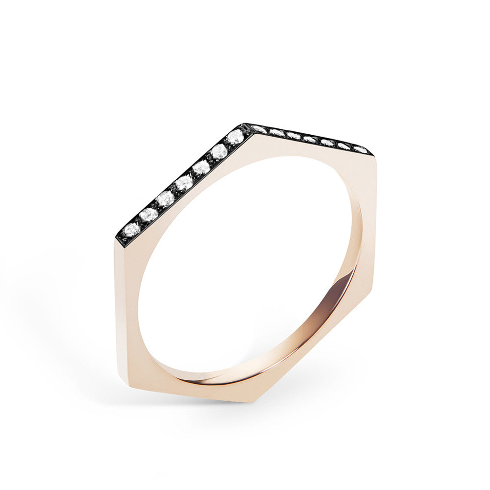Selin Kent 14K Hex Ring with White Diamonds