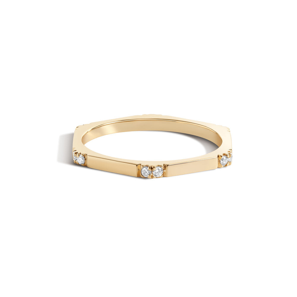 Selin Kent 14K Hex Ring II with White Diamonds