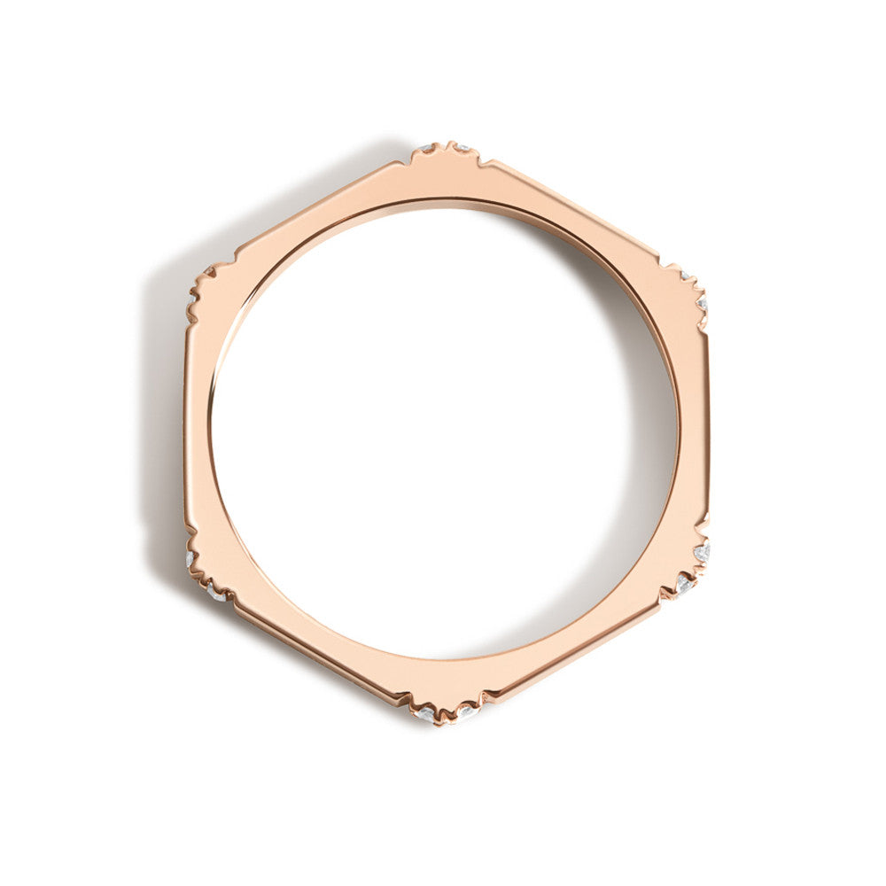 Selin Kent 14K Hex Ring II with White Diamonds
