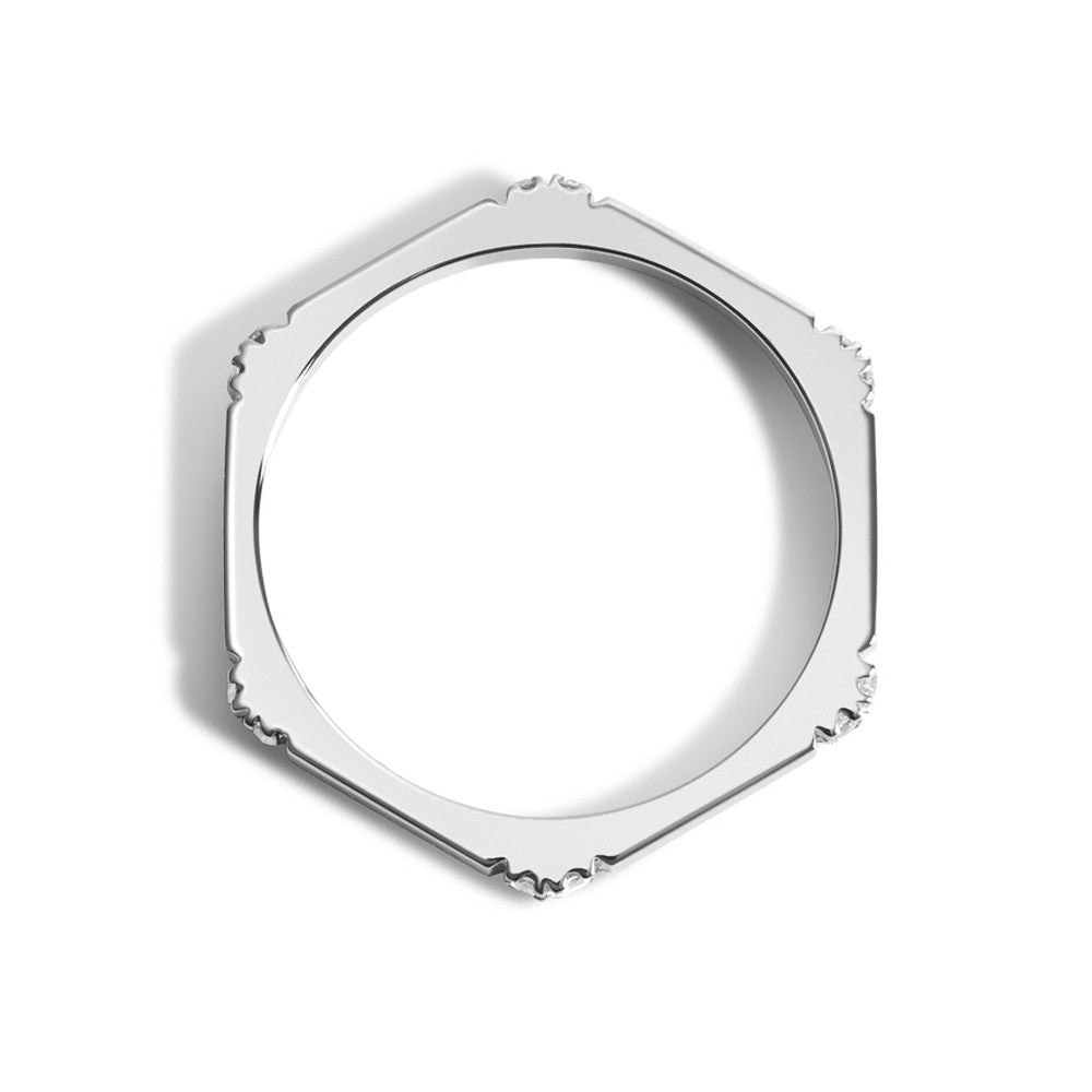 Selin Kent 14K Hex Ring II with White Diamonds