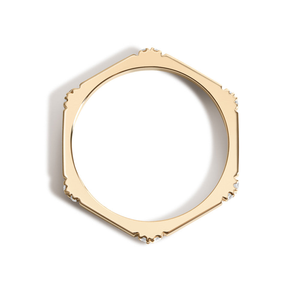 Selin Kent 14K Hex Ring II with White Diamonds