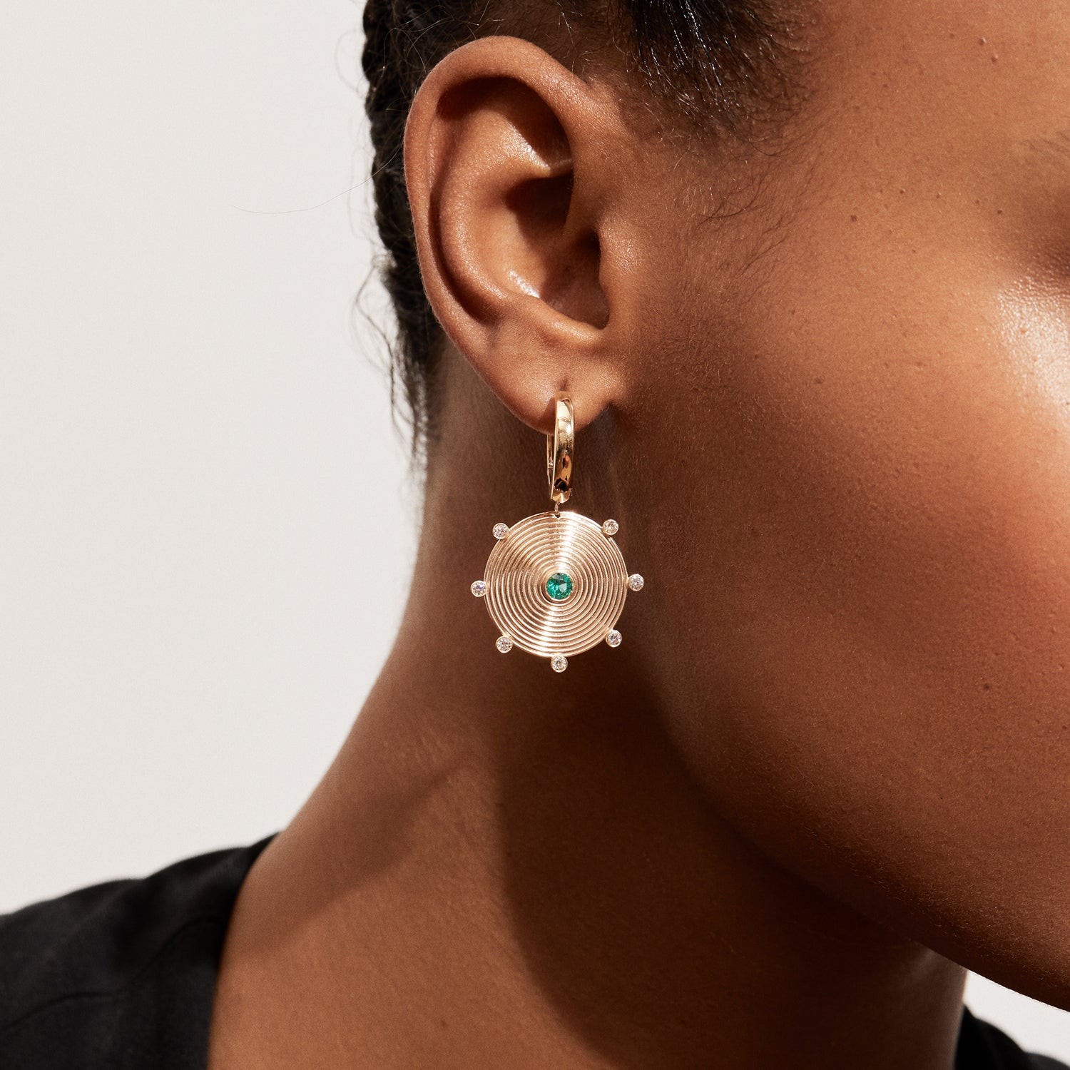 Ingrid Hoop & Drop Earrings with Emeralds