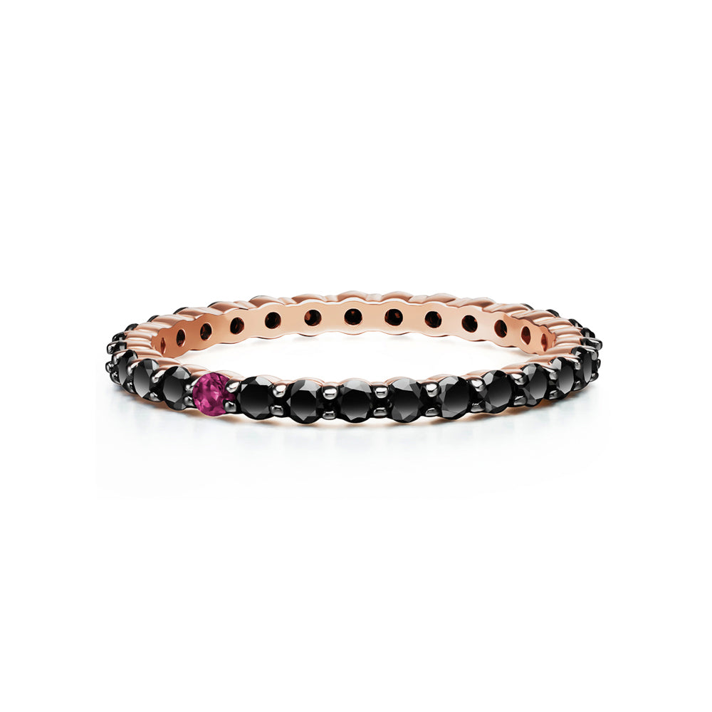 Selin Kent 14K Lara Ring with One Ruby and Black Diamonds