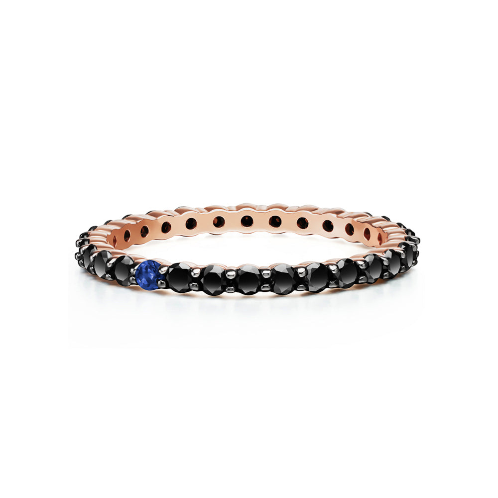 Selin Kent 14K Lara Ring with One Sapphire and Black Diamonds