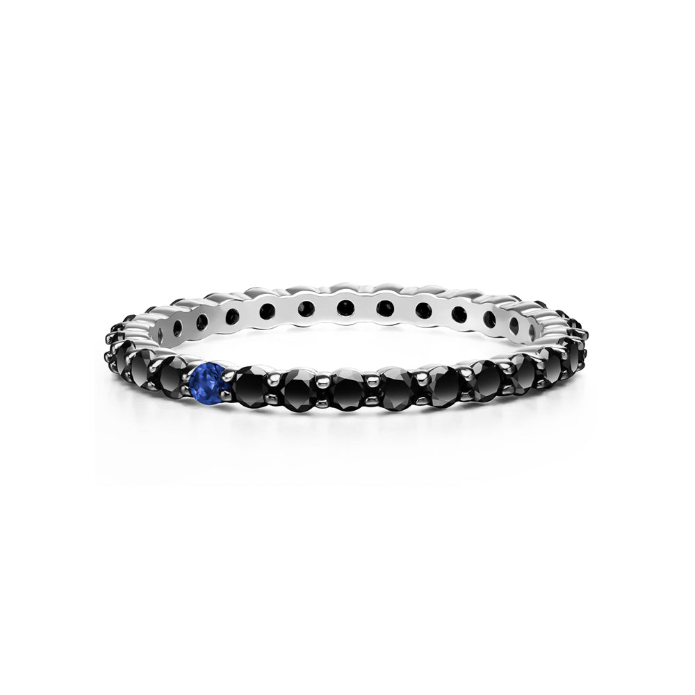 Selin Kent 14K Lara Ring with One Sapphire and Black Diamonds