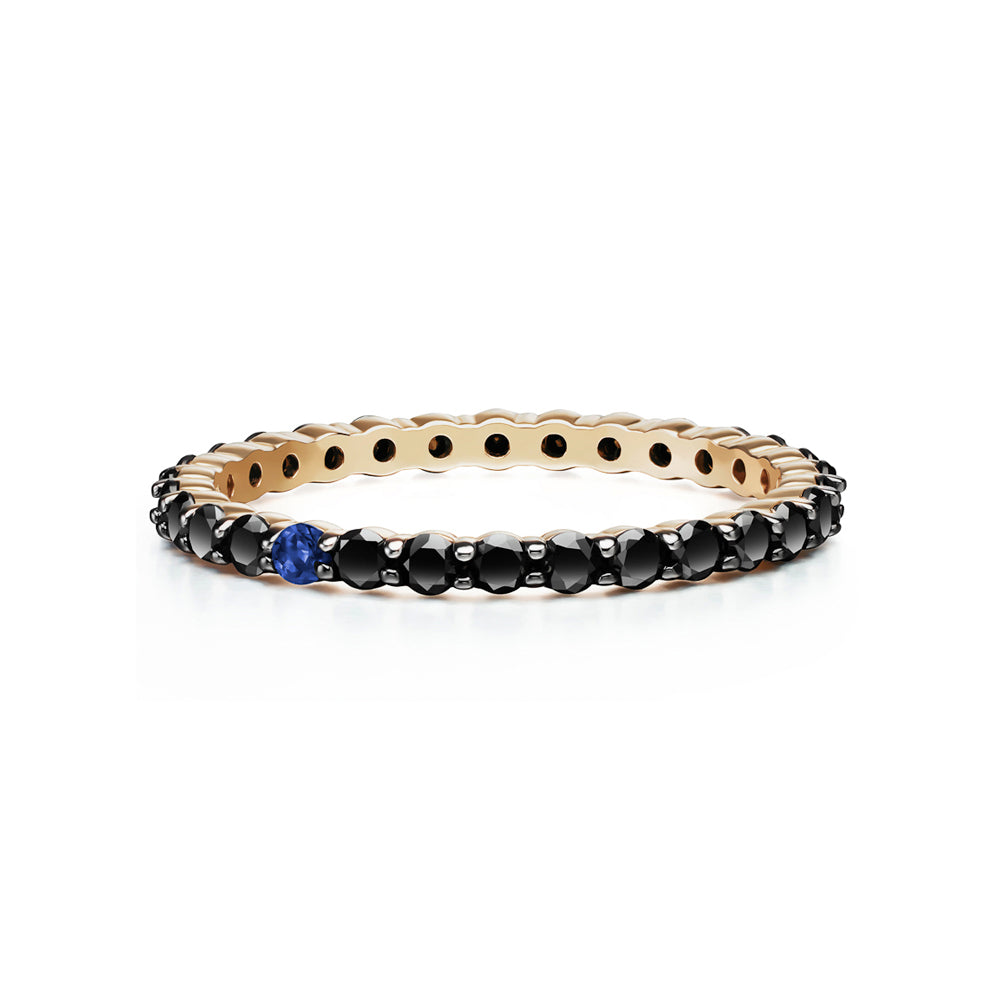 Selin Kent 14K Lara Ring with One Sapphire and Black Diamonds