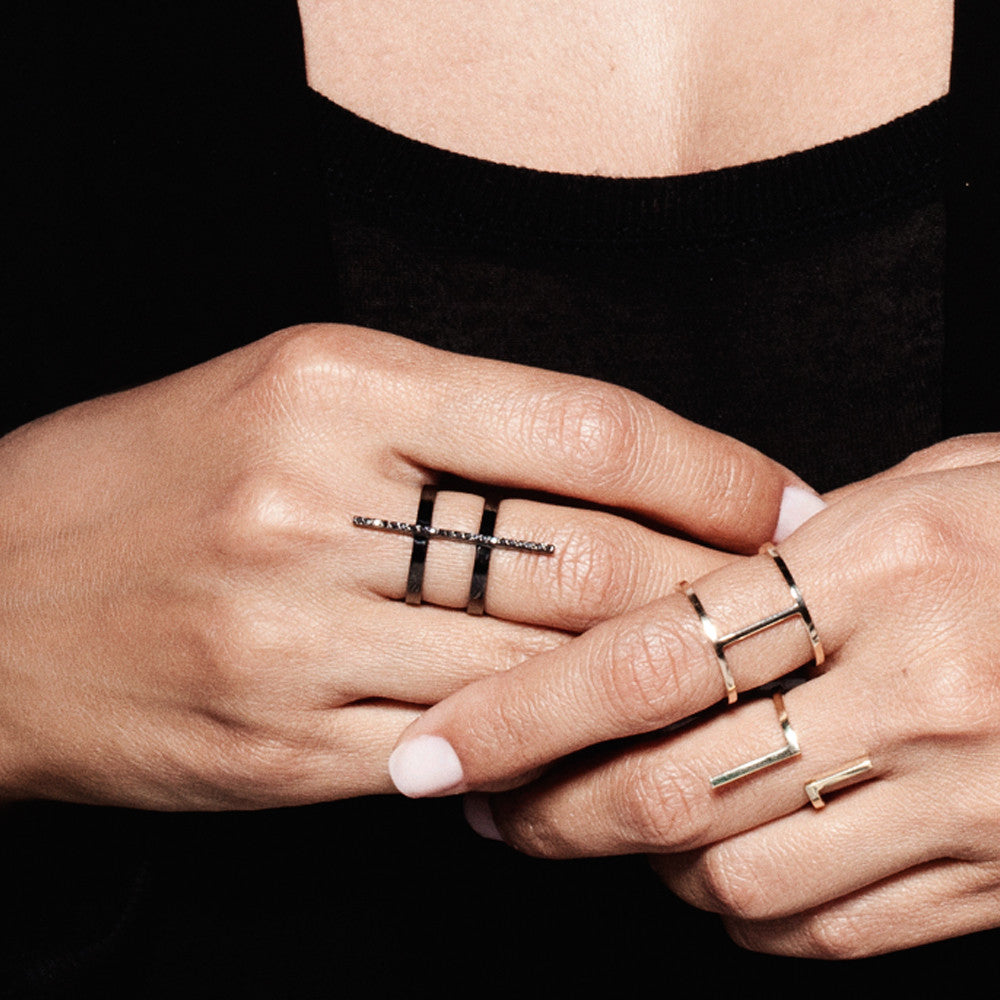 Selin Kent 14K Nico Ring with Pavé Black Diamonds - On Model