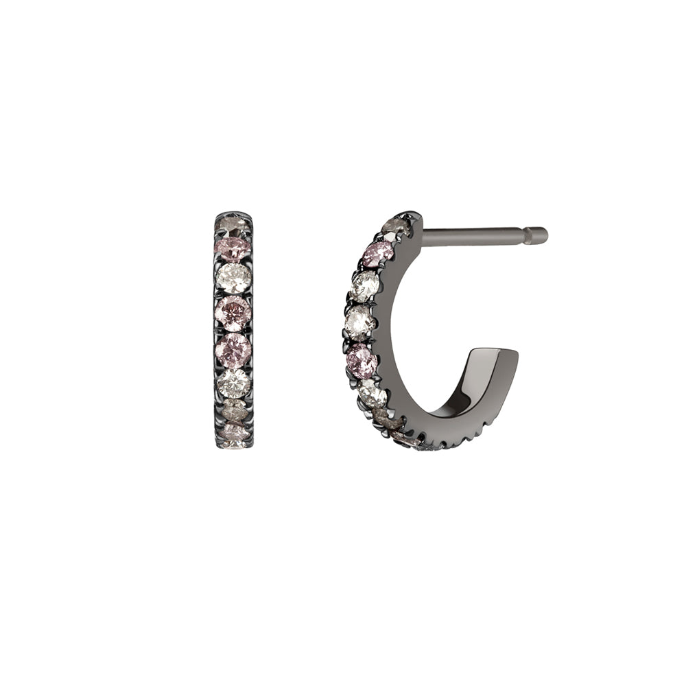 Selin Kent 14K Night Sky Huggie Hoops with White Diamonds, Grey Diamonds, and Pink Diamonds