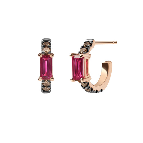 Nikita Huggie Hoops | Champagne Diamonds & Rubies