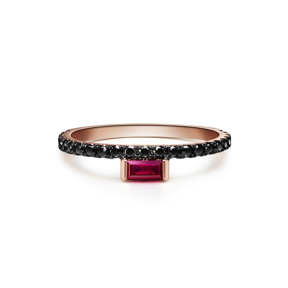 Selin Kent 14K Nikita Ring with Ruby Baguette and Black Diamonds