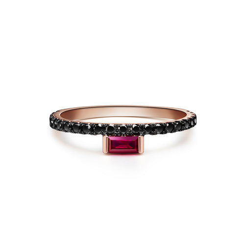 Selin Kent 14K Nikita Ring with Ruby Baguette and Black Diamonds