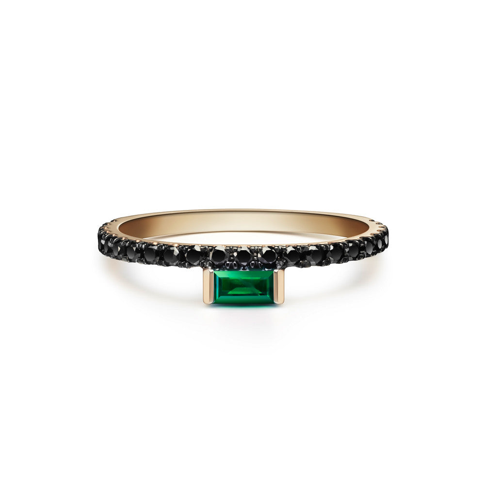Selin Kent 14K Nikita Ring with Emerald Baguette and Black Diamonds