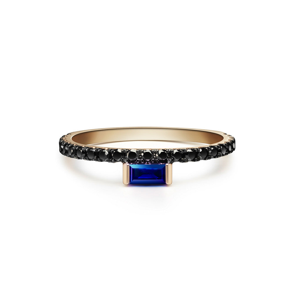 Selin Kent 14K Nikita Ring with Sapphire Baguette and Black Diamonds