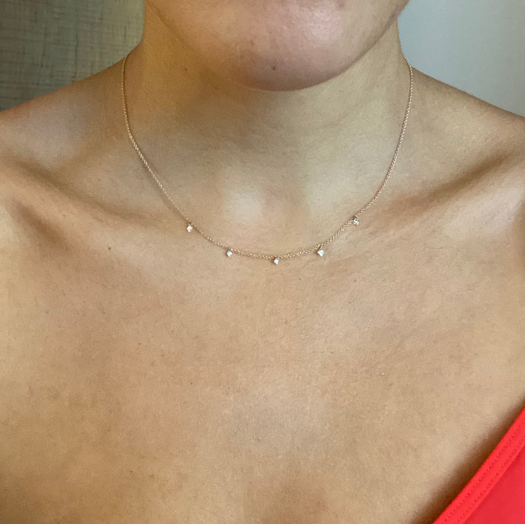 Floating princess cut diamond necklace Clearance