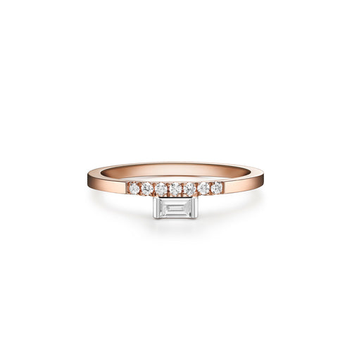 Selin Kent 14K Razia Mini Ring with White Diamond Baguette and Pavé White Diamonds