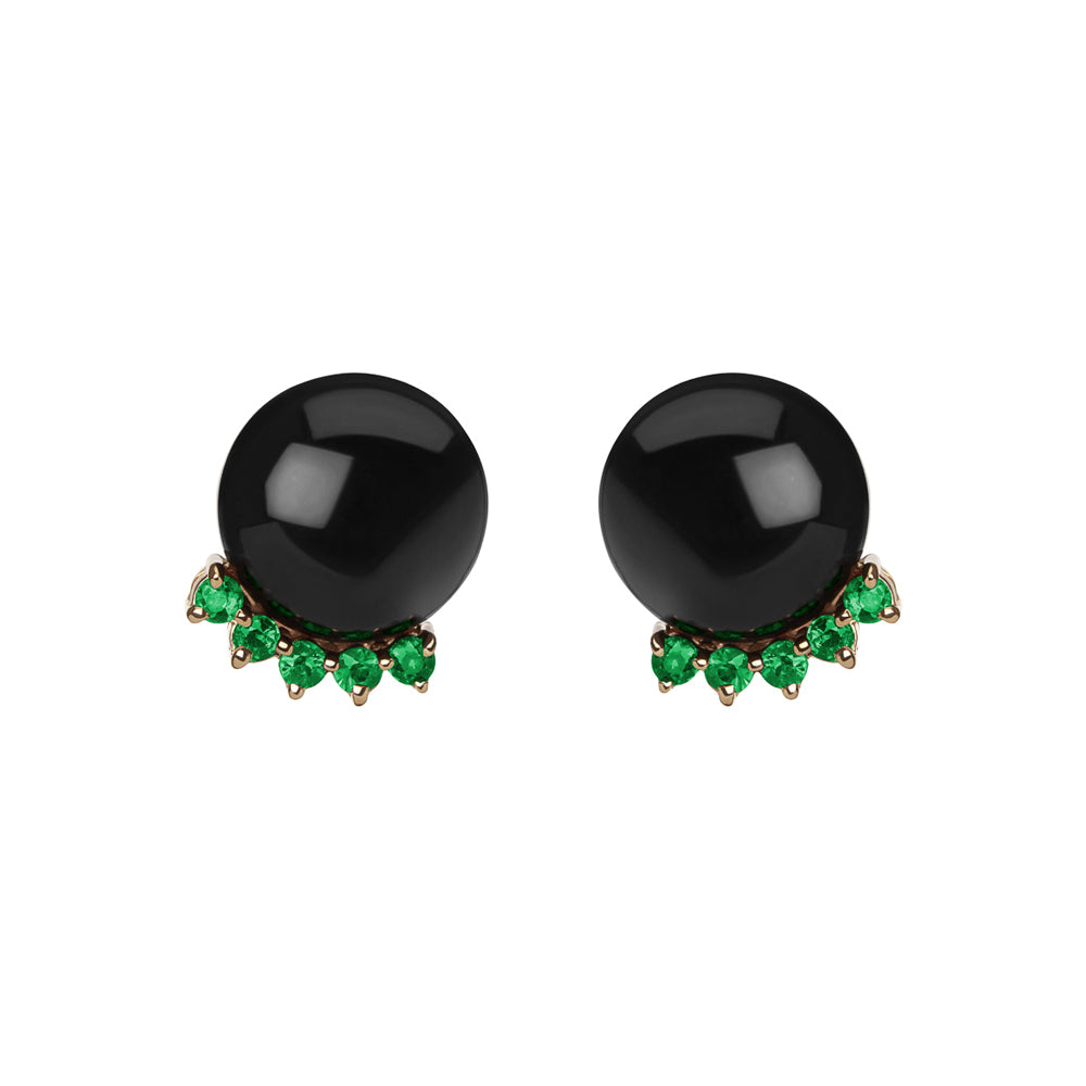 Selin Kent 14K Rosa Earrings with Black Jade and Four Emeralds