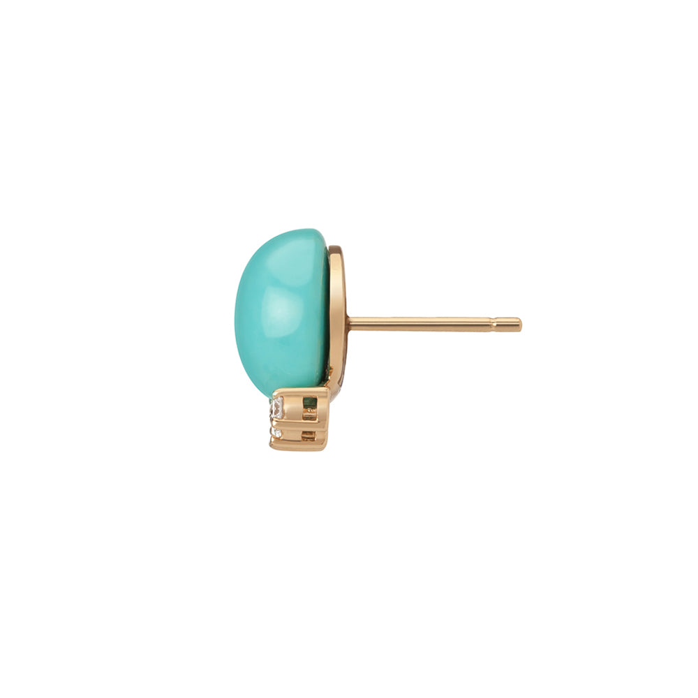 Selin Kent 14K Rosa Earrings with Button Turquoise and Four White Diamonds