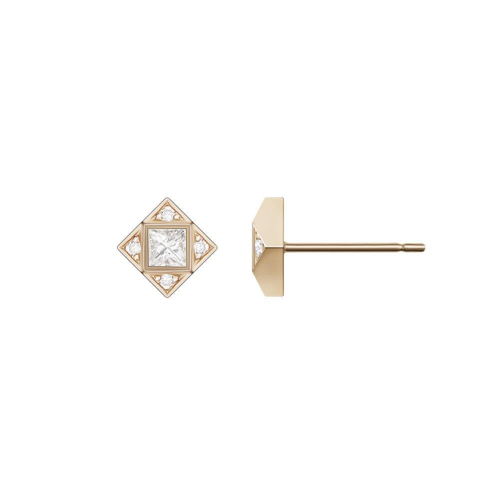 Selin Kent 14K Sabina Earrings with Princess Cut White Diamond