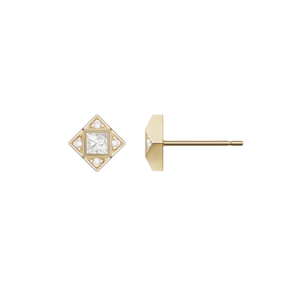 Selin Kent 14K Sabina Earrings with Princess Cut White Diamond