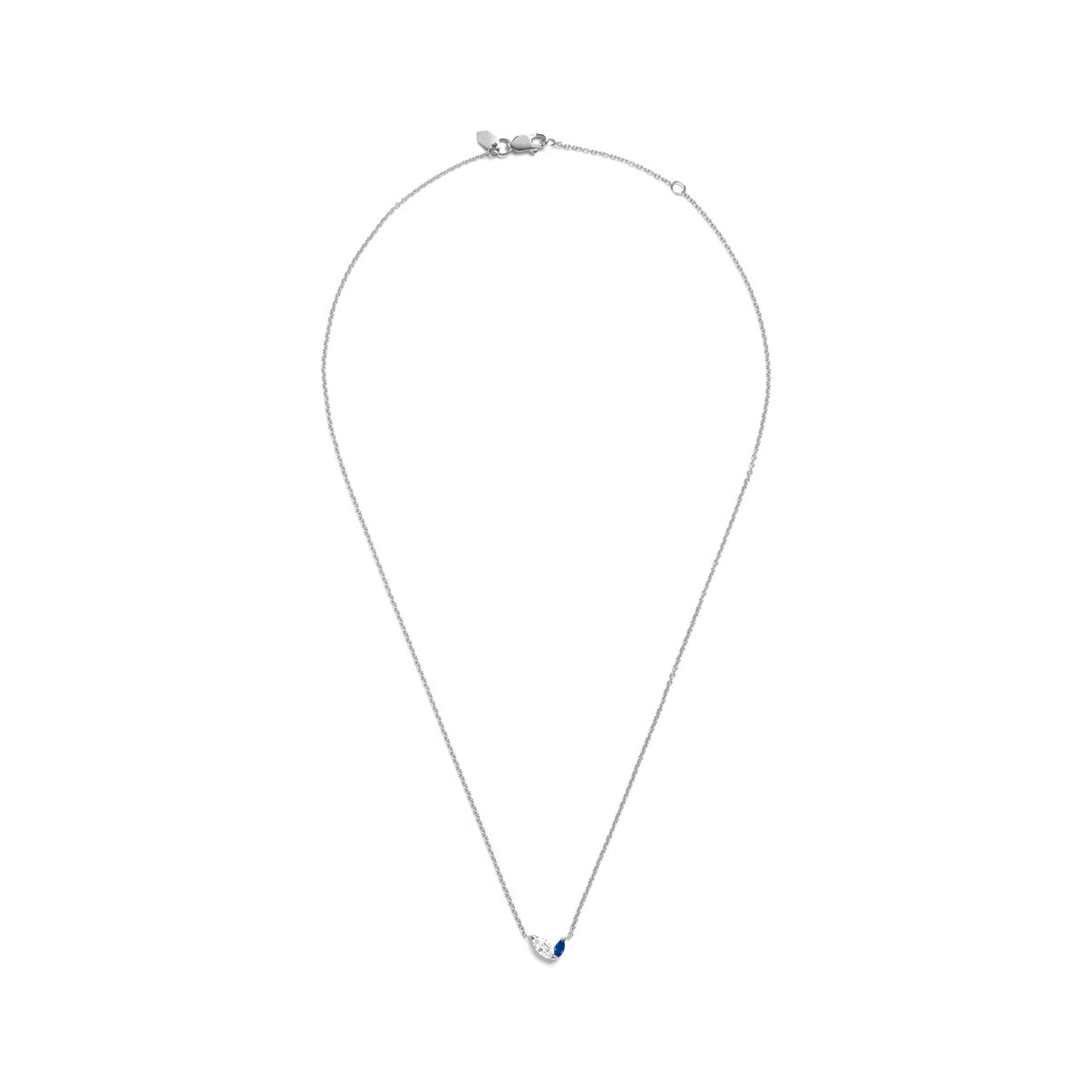 Selin Kent 14K Defne Necklace with Offset Marquise White Diamond and Offset Marquise Sapphire