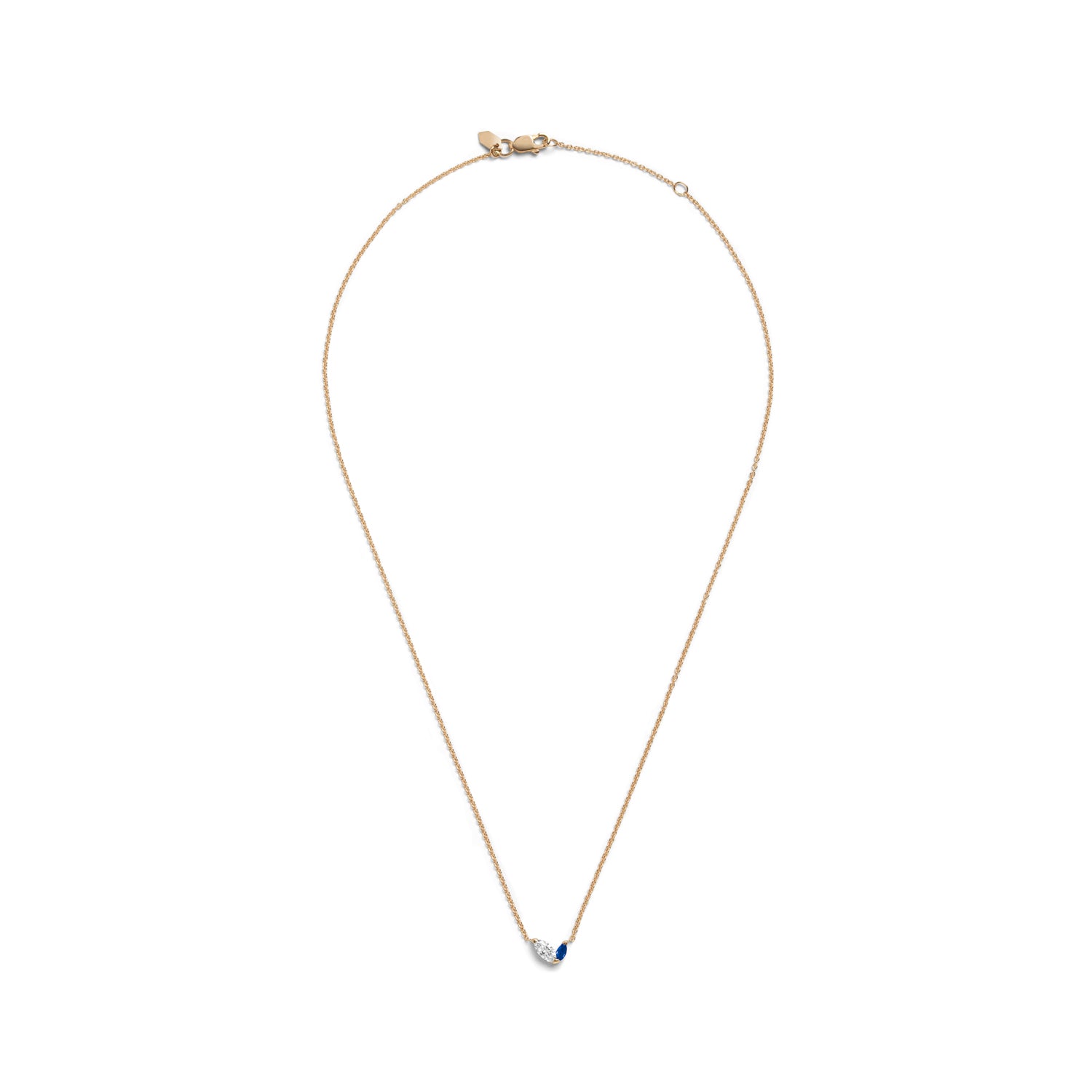 Selin Kent 14K Defne Necklace with Offset Marquise White Diamond and Offset Marquise Sapphire