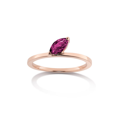 Defne Pavé Ring | Ruby Marquise and White Diamonds