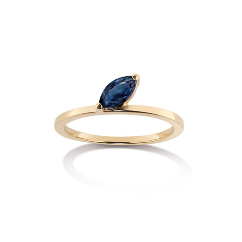 Defne Pavé Ring | Sapphire Marquise and White Diamonds