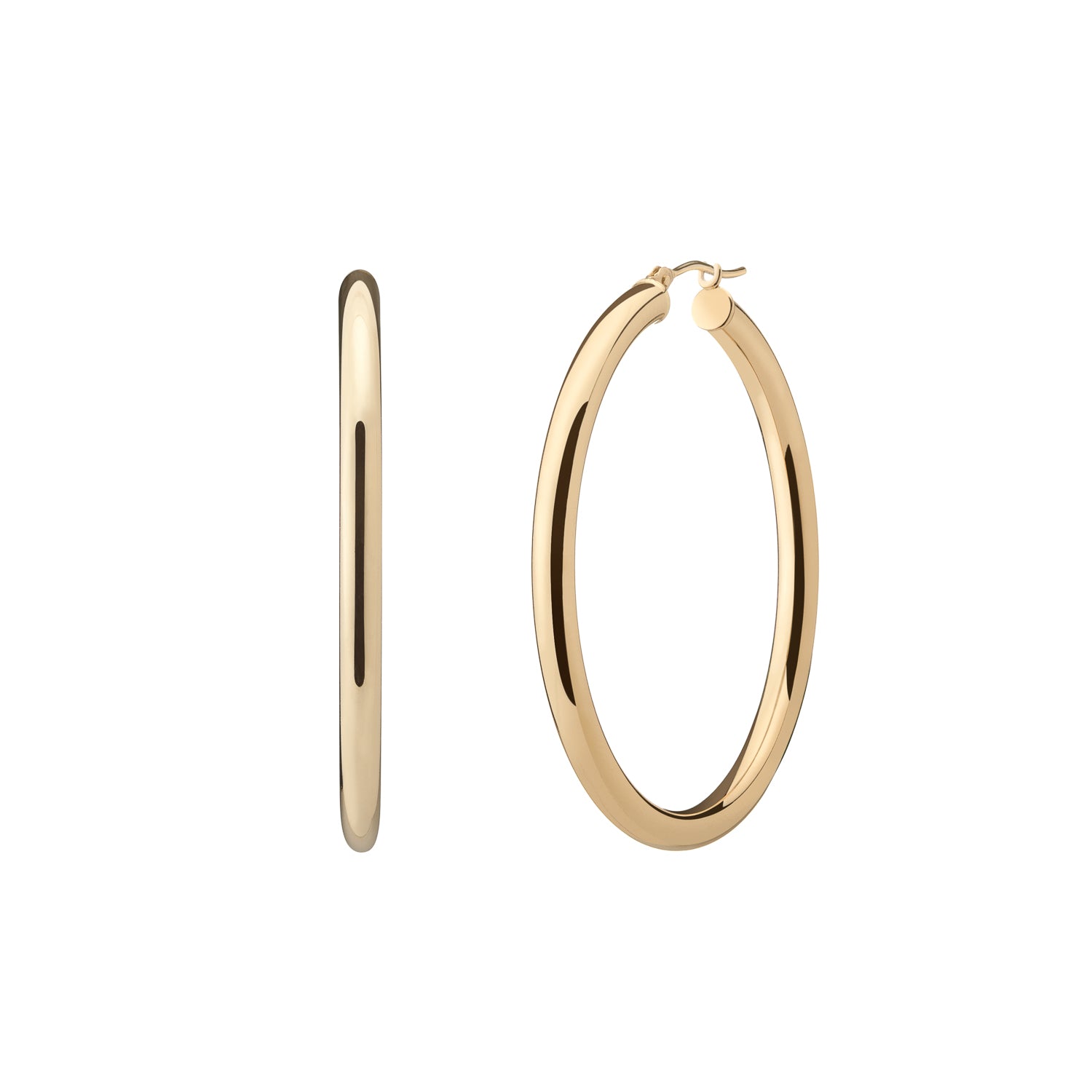 Perfect classic 14k yellow gold hollow hoops 1.5'' diameter