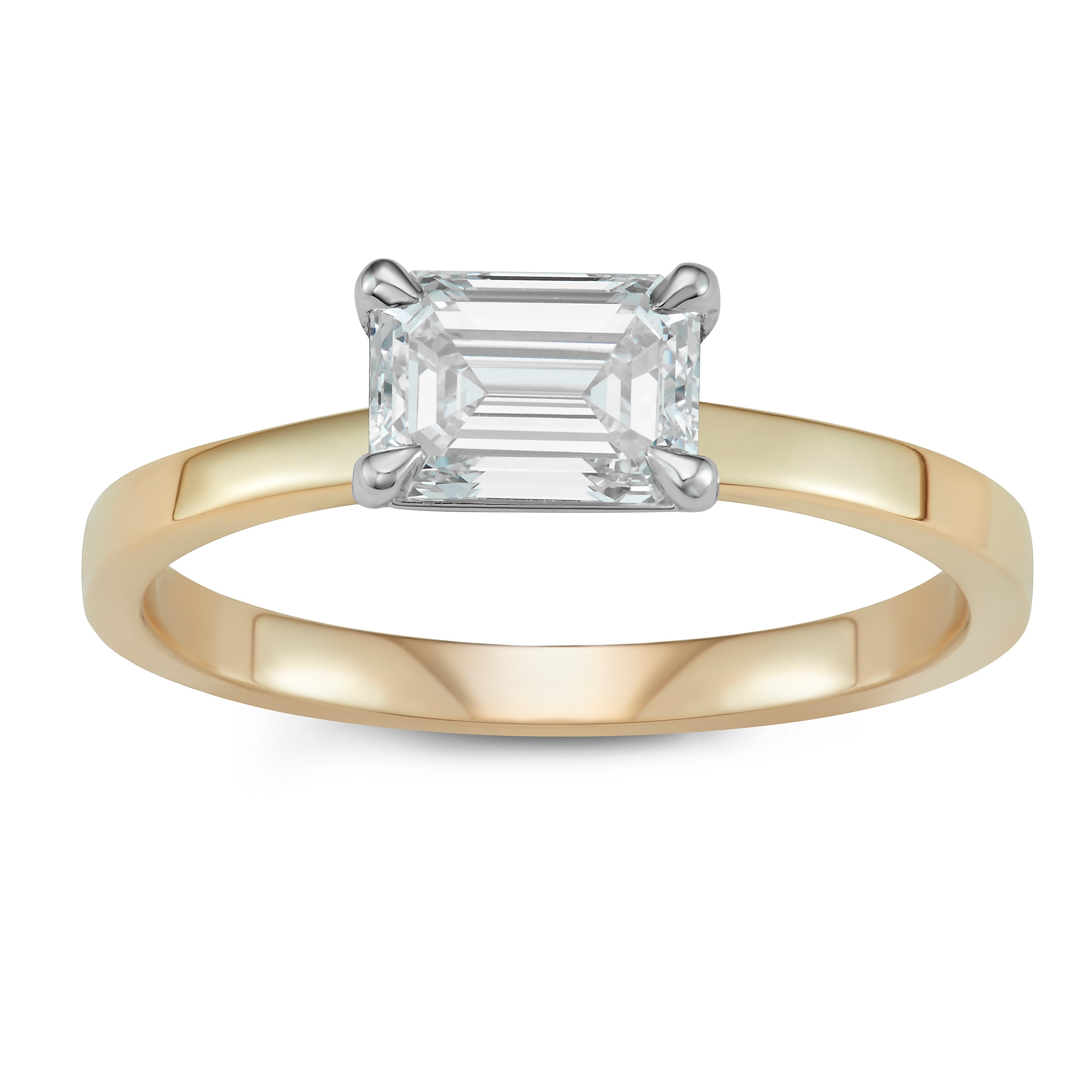 East-West Emerald Cut Engagement Ring