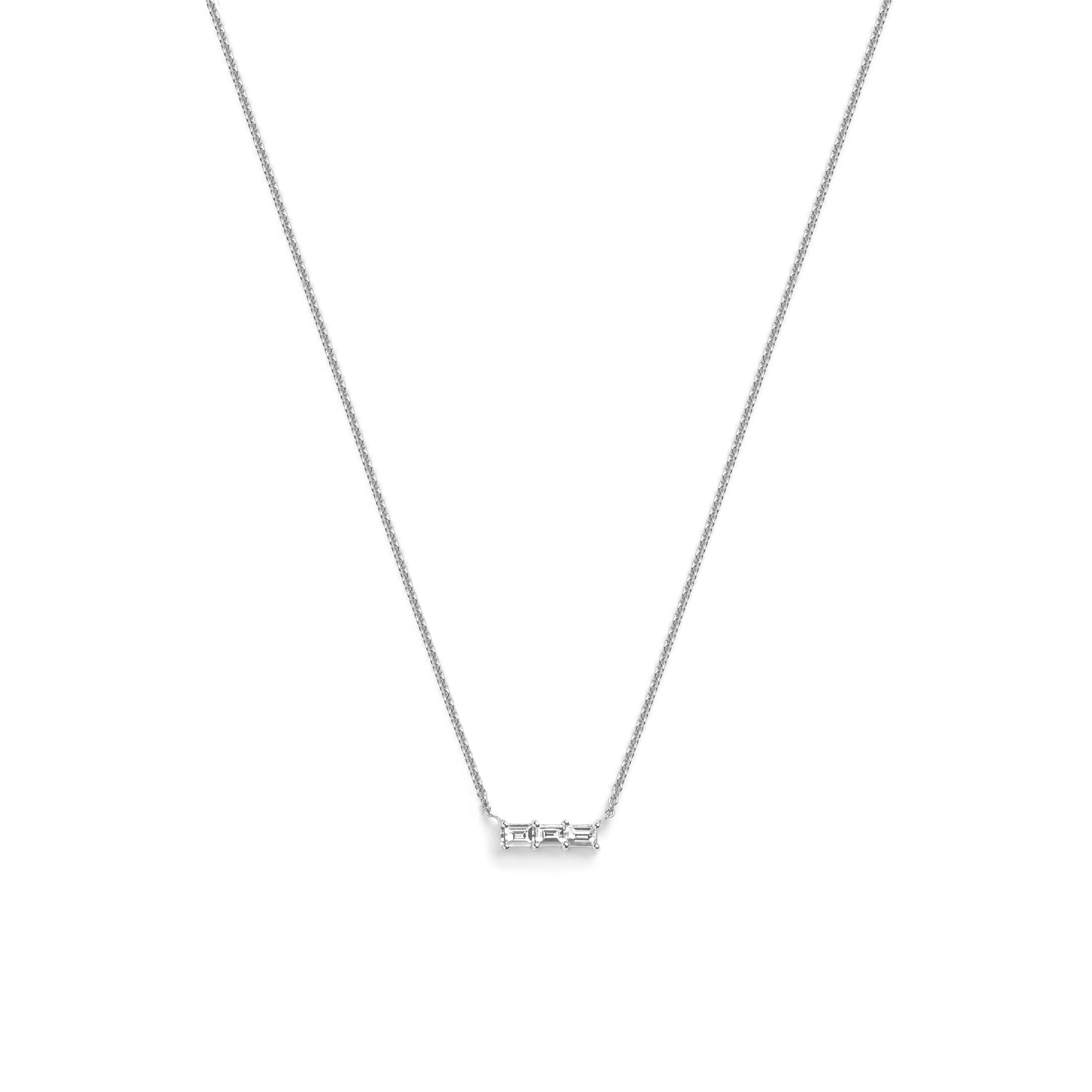 Selin Kent 14K Rhea Necklace with Three White Diamond Baguettes