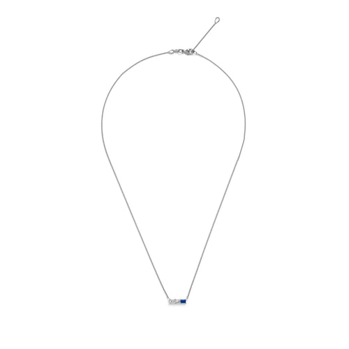 Selin Kent 14K Rhea Necklace with Two White Diamond Baguettes and One Sapphire Baguette