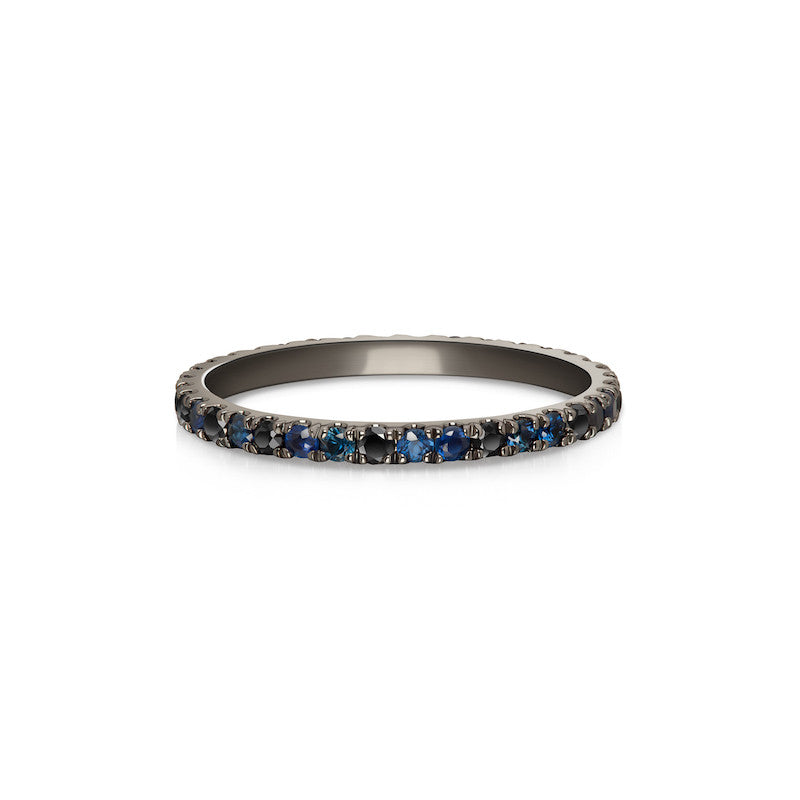 Selin Kent 14K Ocean Blue Eternity Band with Sapphires and Black Diamonds