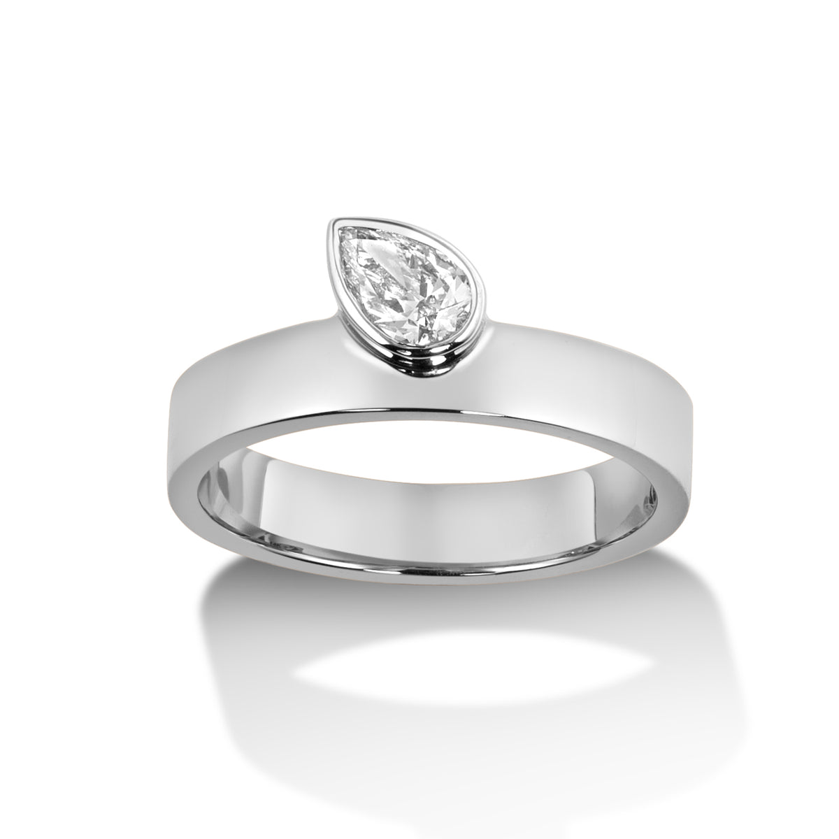 Offset Pear Diamond Ring
