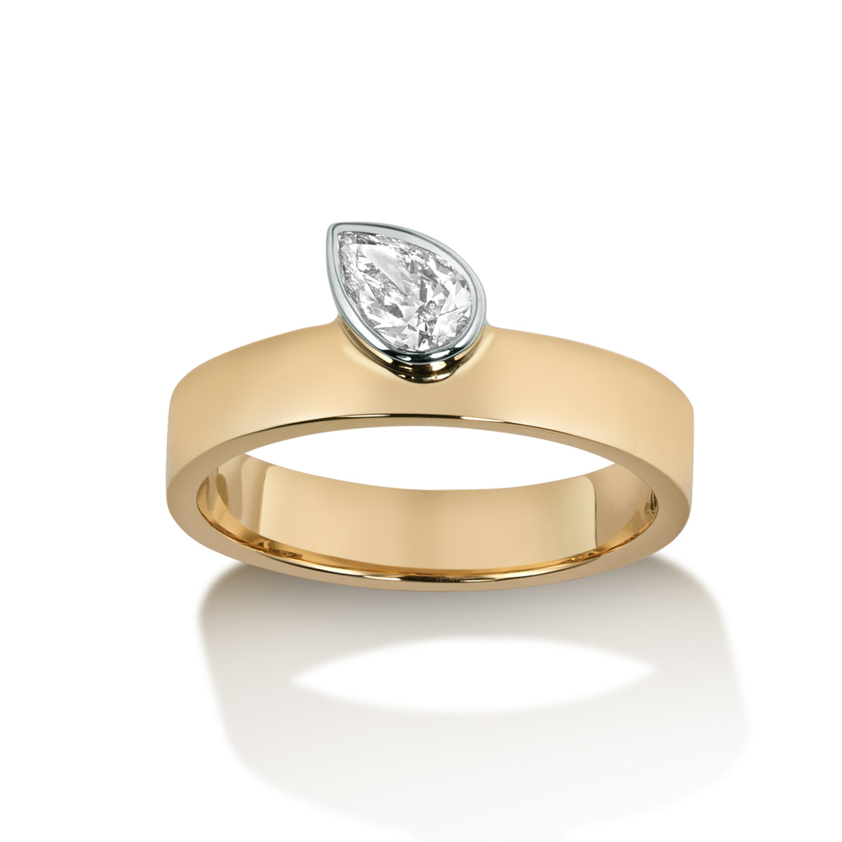 Offset Pear Diamond Ring