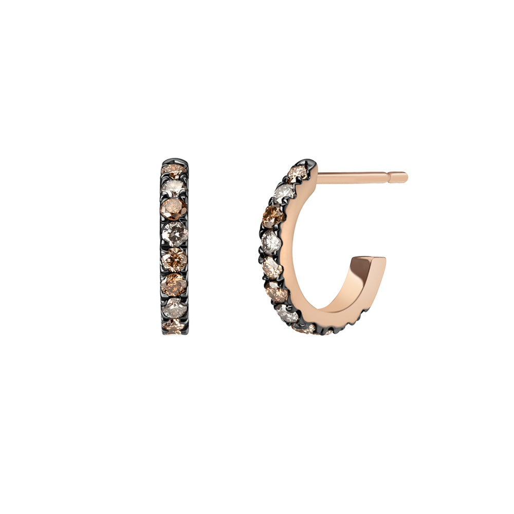 Selin Kent 14K Terra Incognita Huggie Hoops with Champagne Diamonds and Grey Diamonds