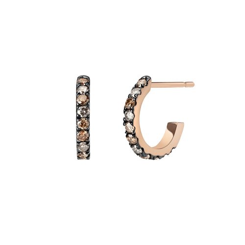 Selin Kent 14K Terra Incognita Huggie Hoops with Champagne Diamonds and Grey Diamonds