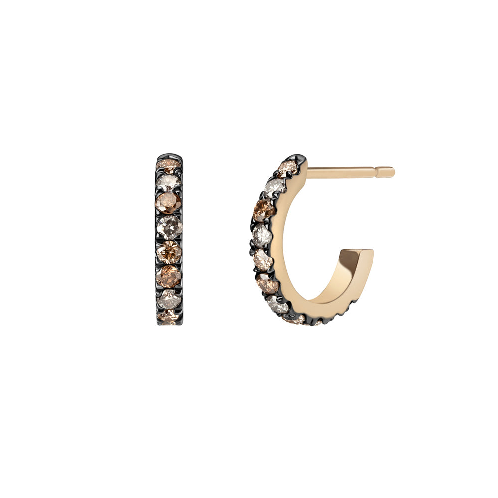 Selin Kent 14K Terra Incognita Huggie Hoops with Champagne Diamonds and Grey Diamonds