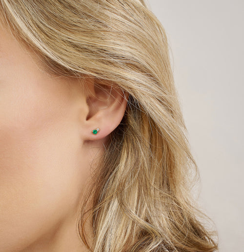 Ayda Studs | Emerald & White Diamond