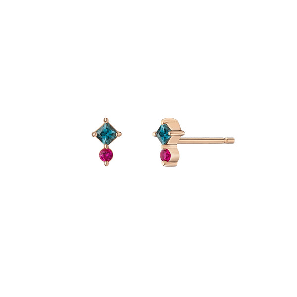 Juno Mini Studs ~ Teal Sapphire