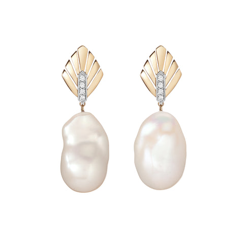 Josephine Drop Earrings - Tahitian Pearl & Sapphire