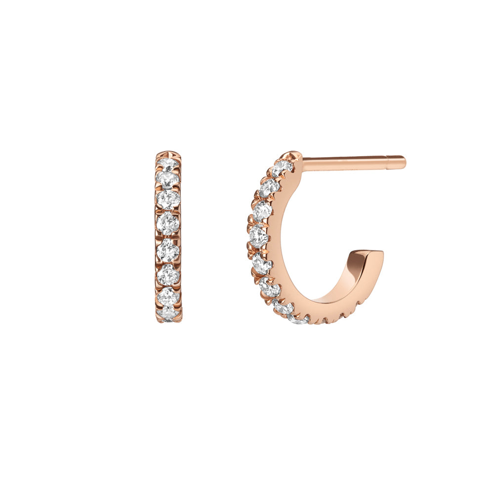 Selin Kent 14K White Light Huggie Hoops with White Diamonds